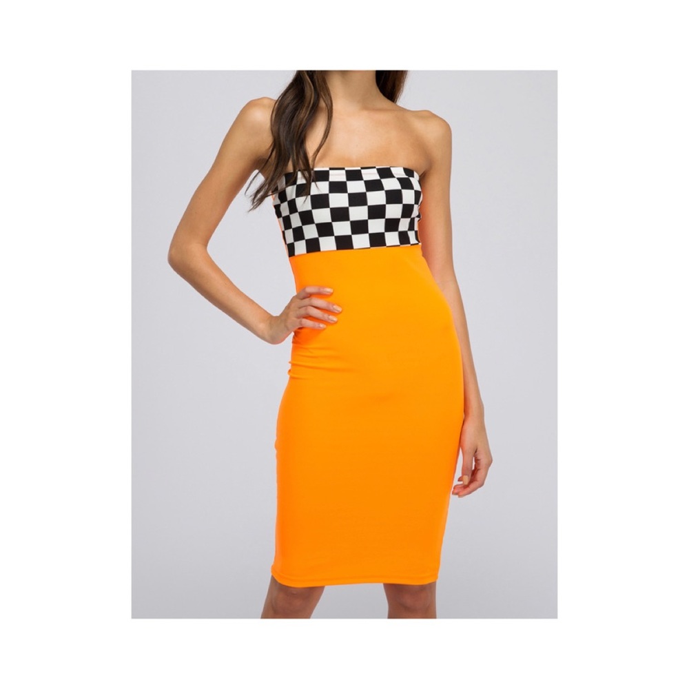 Check Panel Bodycon Tube Dress
